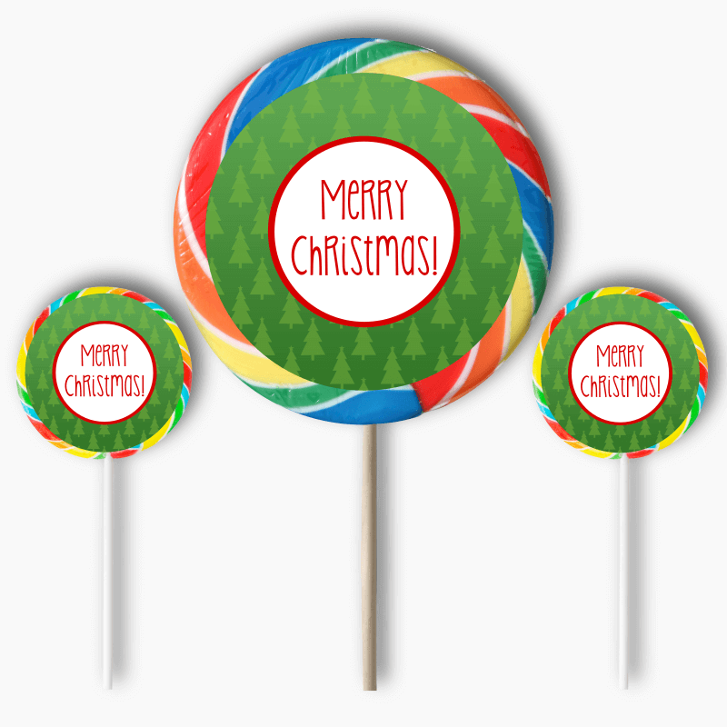 Jolly Green & Red Christmas Party Round Stickers