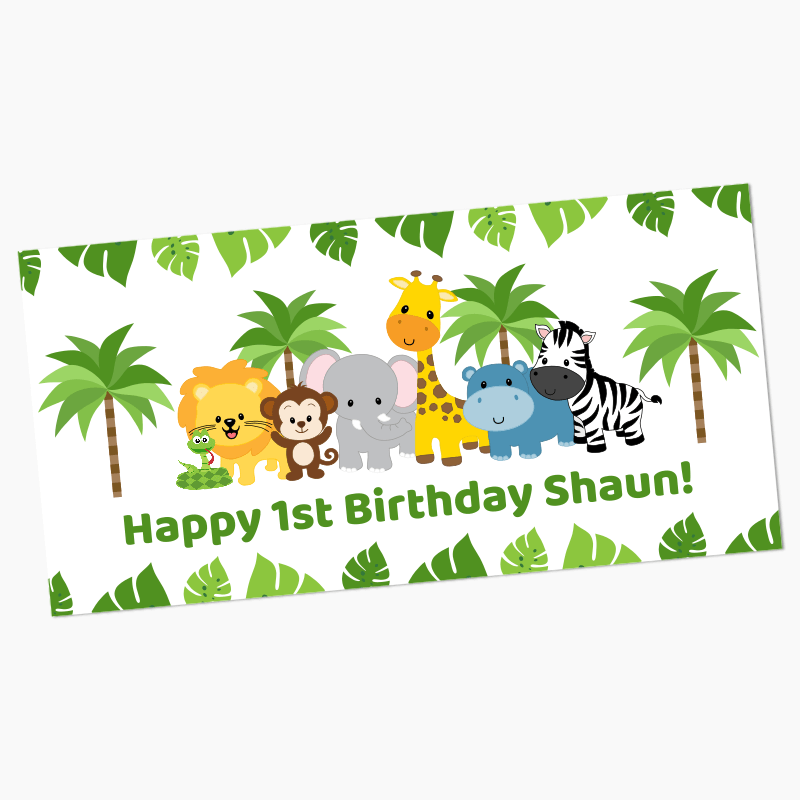 Personalised Jungle Animals Birthday Party Banners