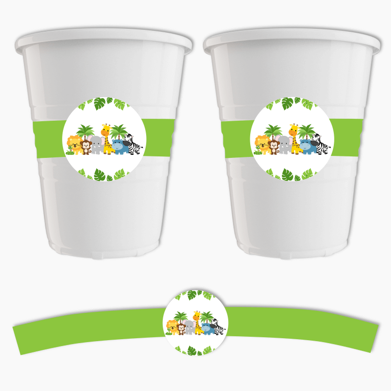 Jungle Animals Party Cup Stickers