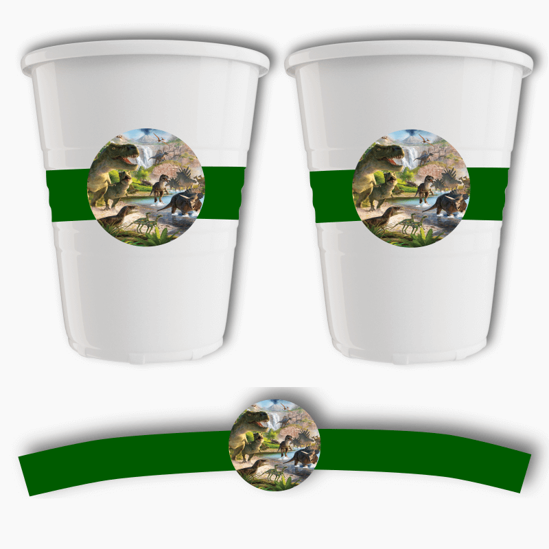 Jurassic Dinosaur Birthday Party Cup Stickers