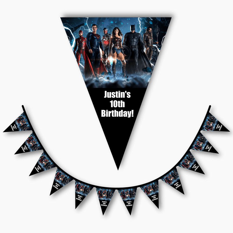 Personalised Justice League Birthday Party Flag Bunting