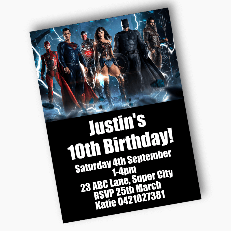 Personalised Justice League Birthday Party Invites