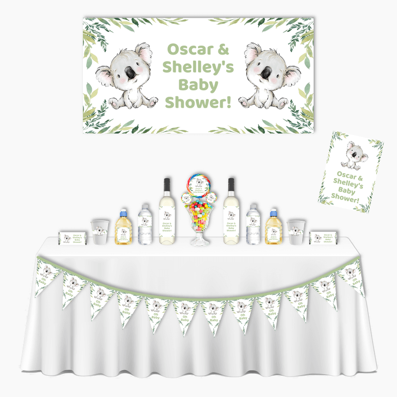 Personalised Koala Bear Deluxe Baby Shower Decorations Pack