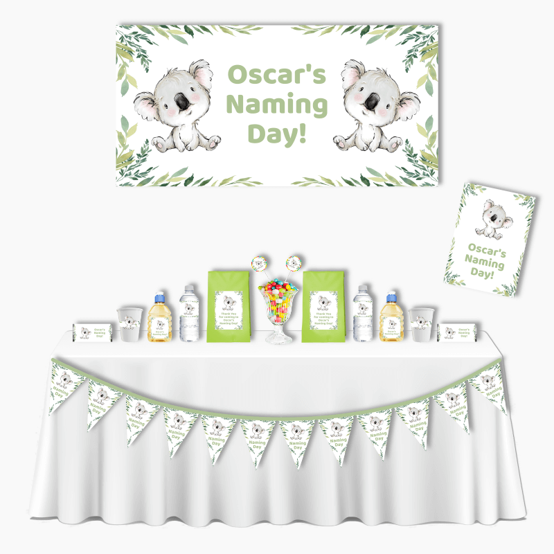 Personalised Koala Bear Deluxe Naming Day Decorations Pack