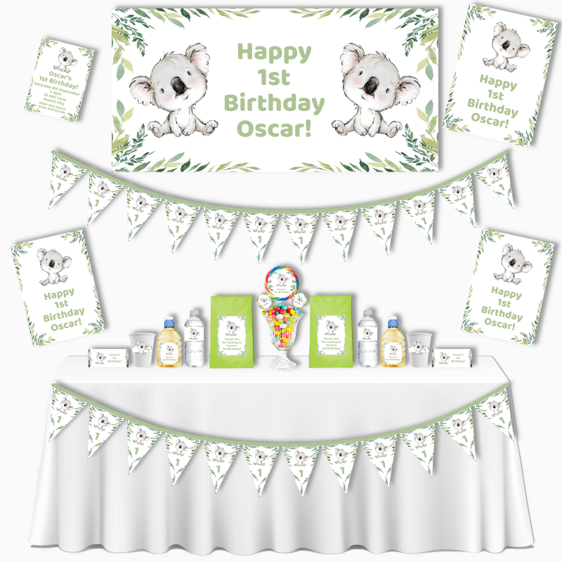 Personalised Koala Bear Grand Birthday Party Decorations Pack