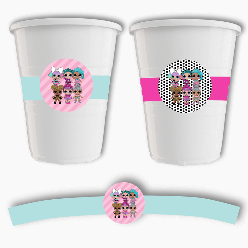 LOL Surprise Dolls Birthday Party Cup Stickers