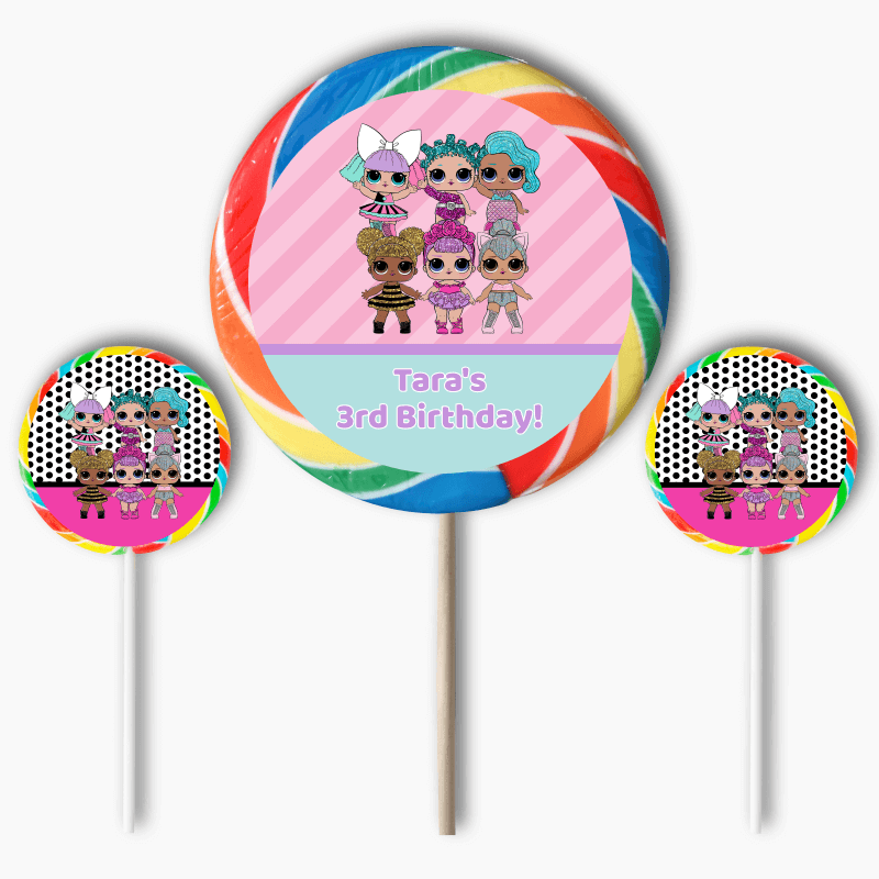 Personalised LOL Surprise Dolls Birthday Party Round Stickers