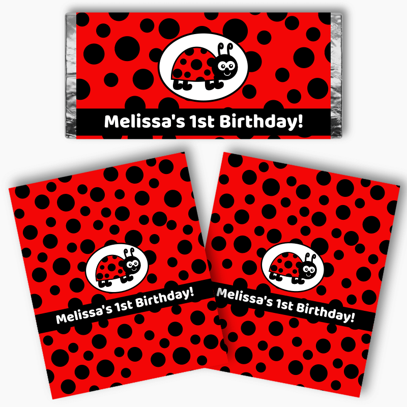 Personalised Lady Bug Party Mini Chocolate Labels