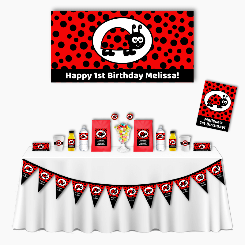 Personalised Lady Bug Deluxe Birthday Party Pack