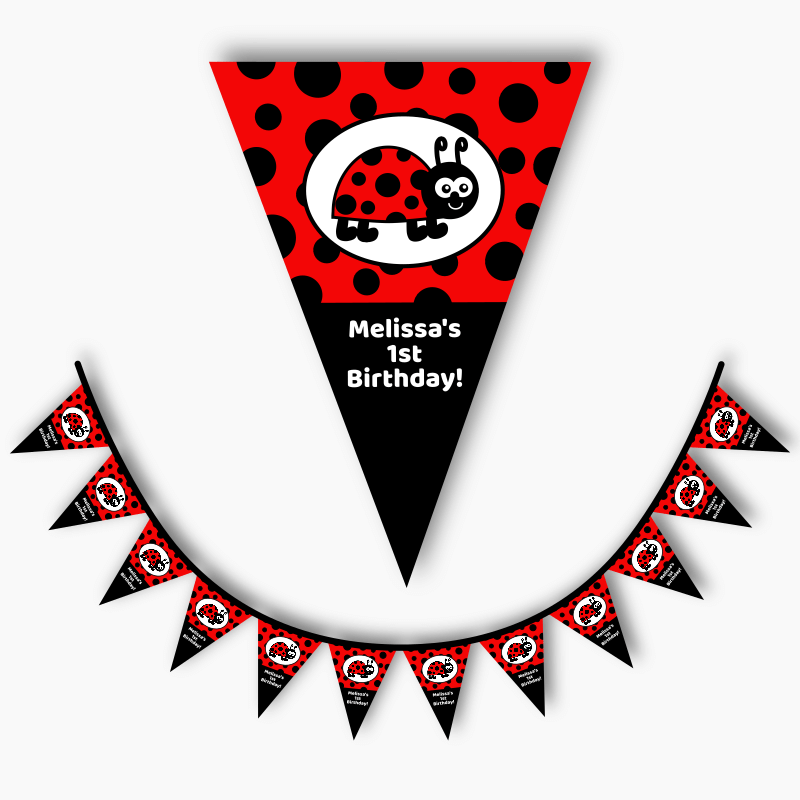 Personalised Lady Bug Party Flag Bunting