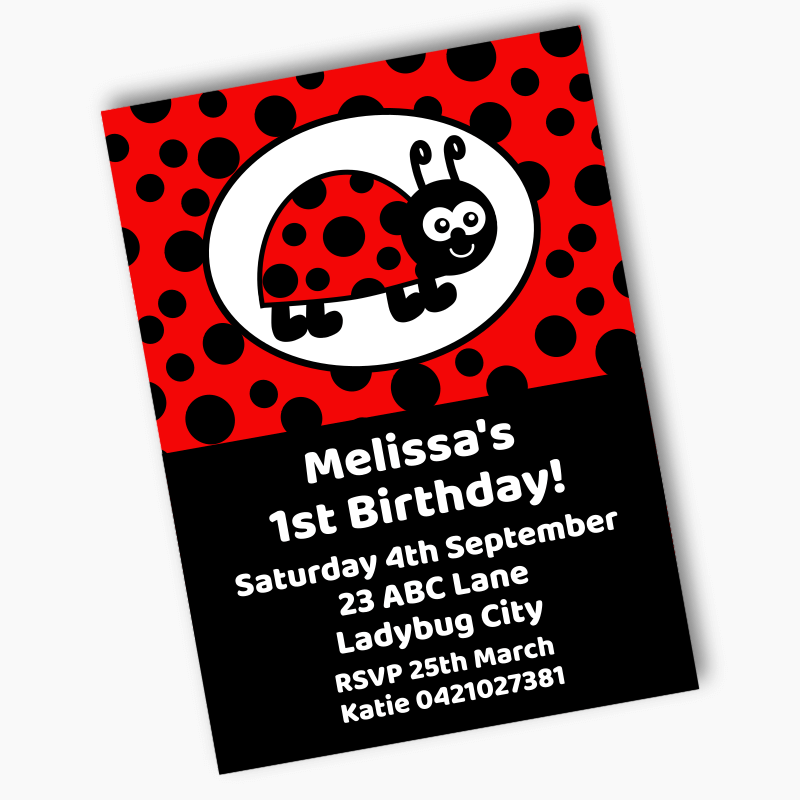 Personalised Lady Bug Party Invites