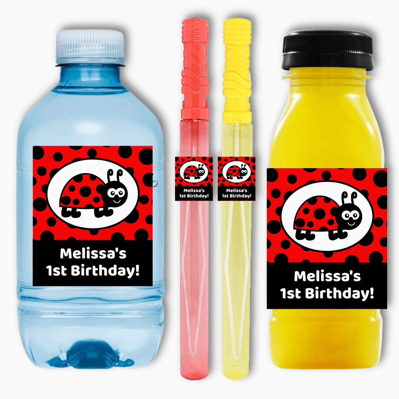 Lady Bug Birthday Party Rectangle Favour Stickers