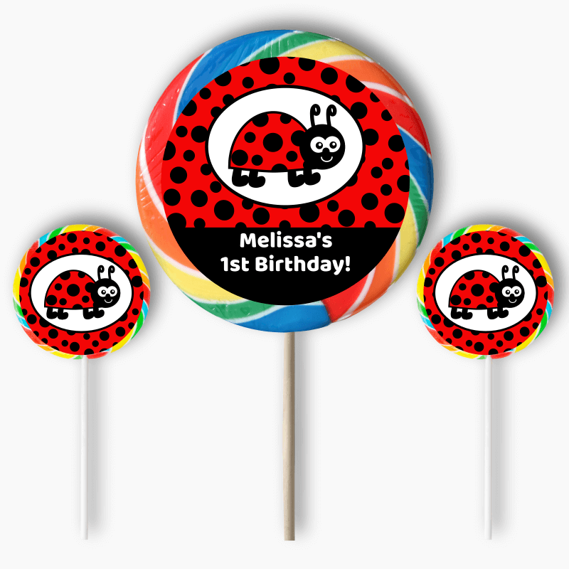 Personalised Lady Bug Party Round Stickers