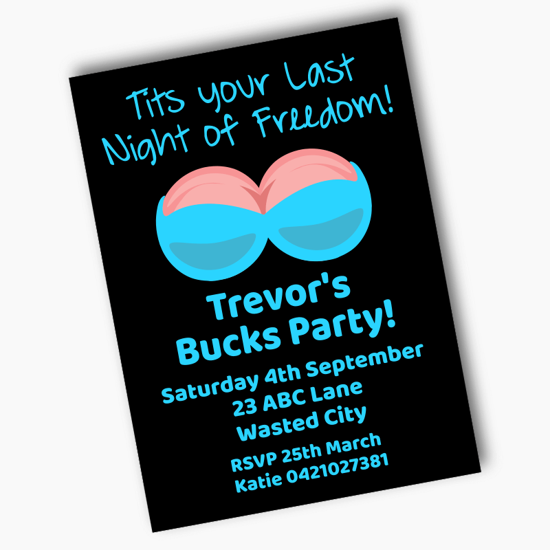 Personalised Last Night of Freedom Bucks Party Invites