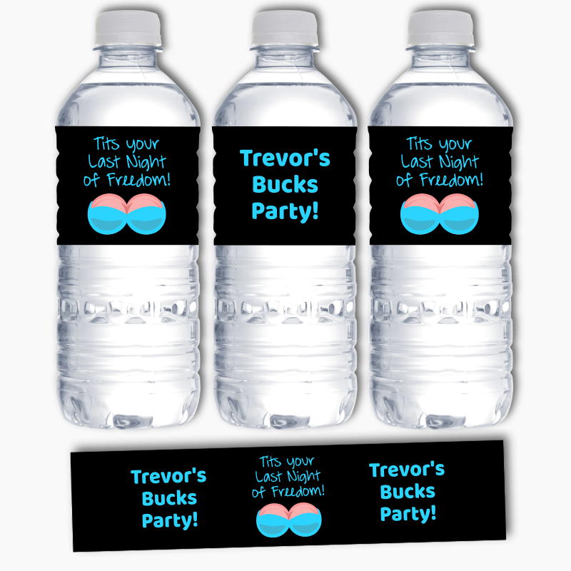 Personalised Last Night of Freedom Bucks Party Water Bottle Labels
