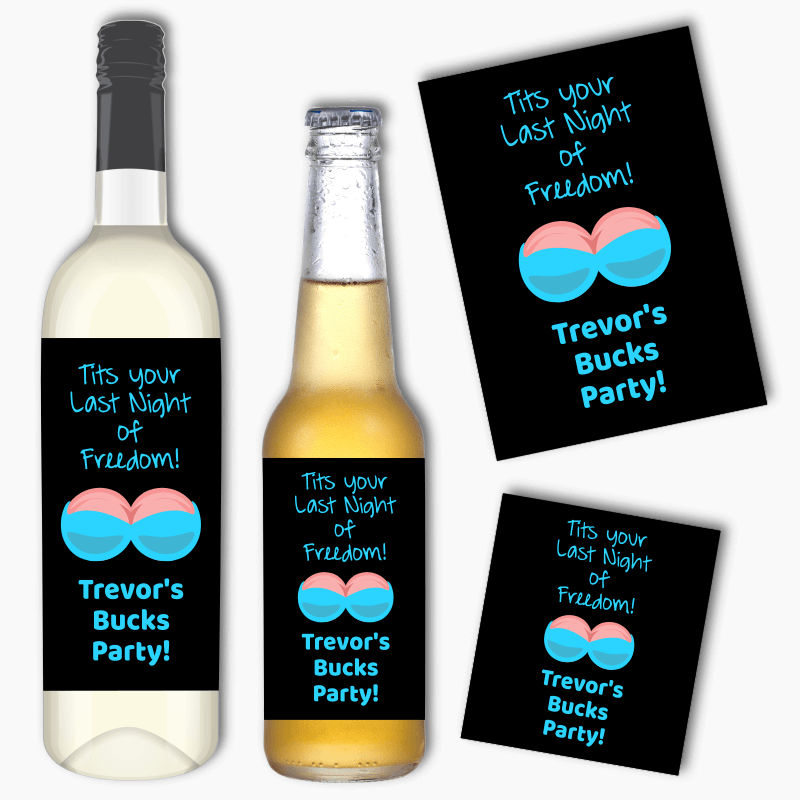 Personalised Last Night of Freedom Bucks Party Wine & Beer Labels