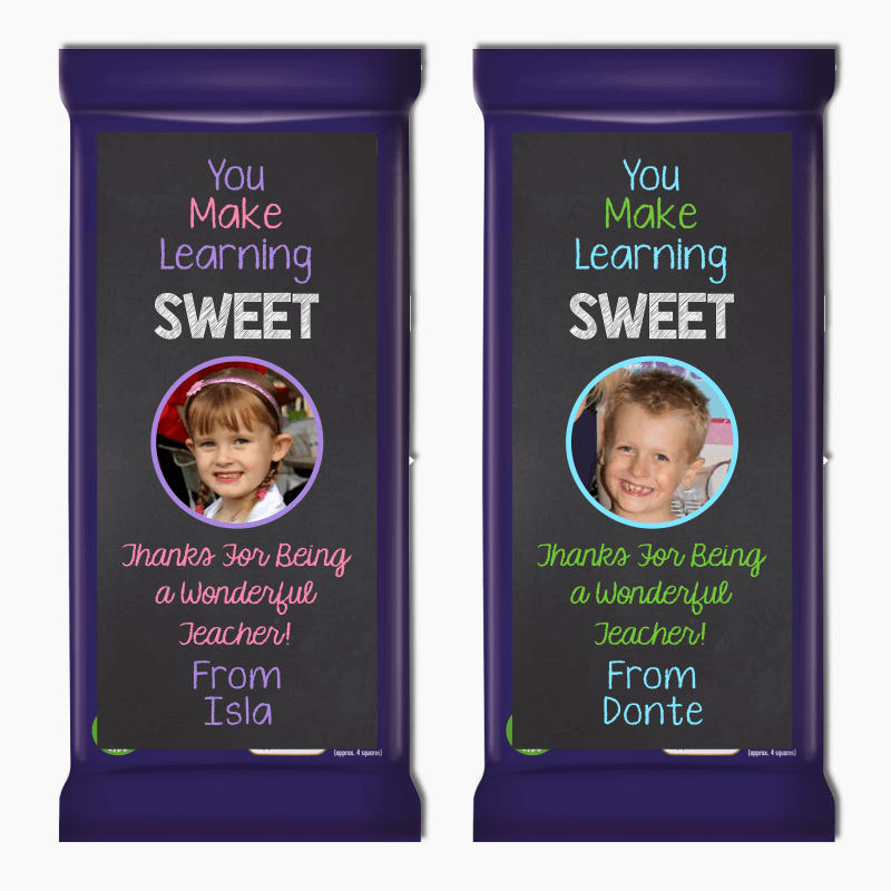 Make Learning Sweet Teachers Gift Cadbury Chocolate Labels with Photo