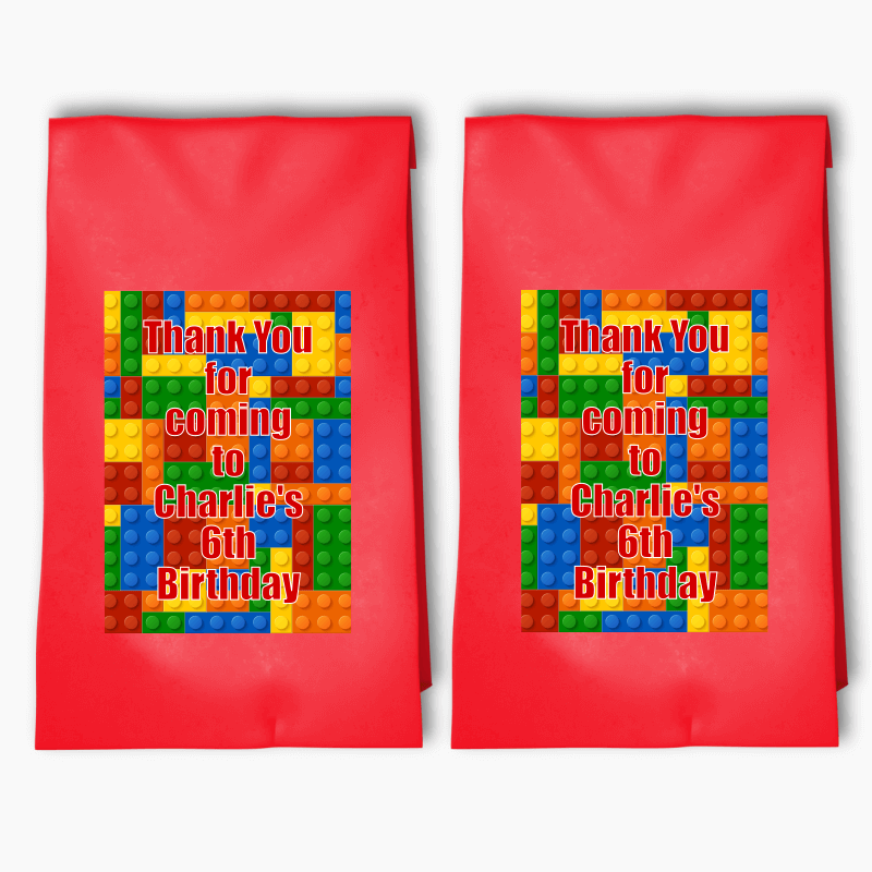 Personalised Lego Bricks Party Bags &amp; Labels