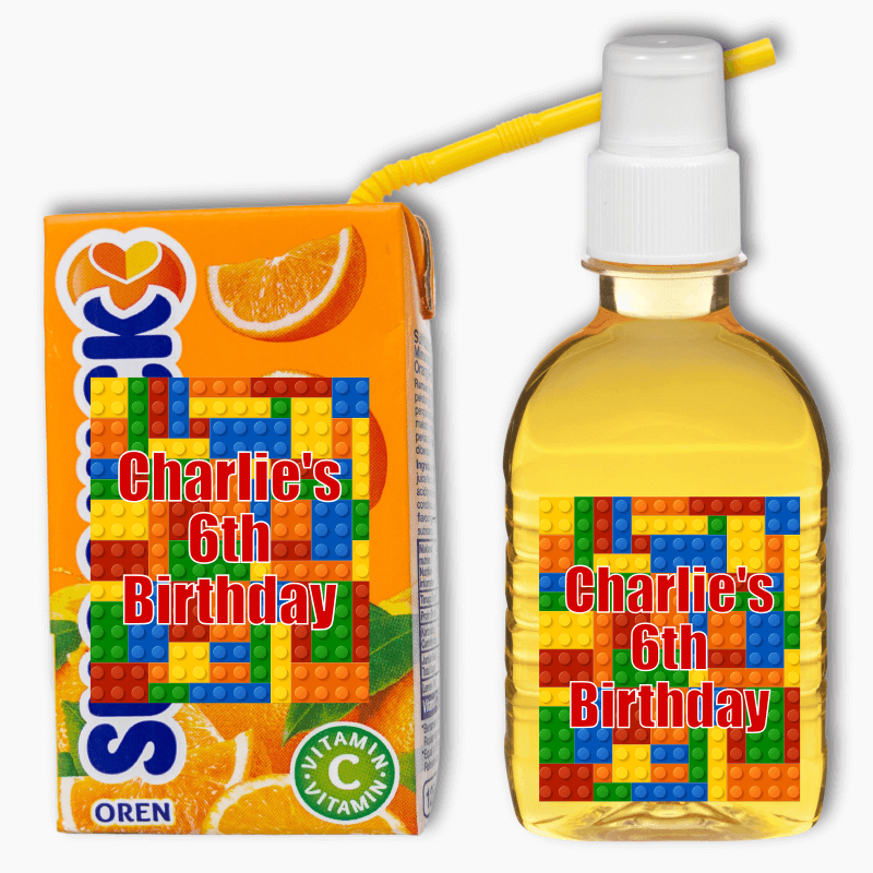 Lego Bricks Birthday Party Rectangle Drink Labels