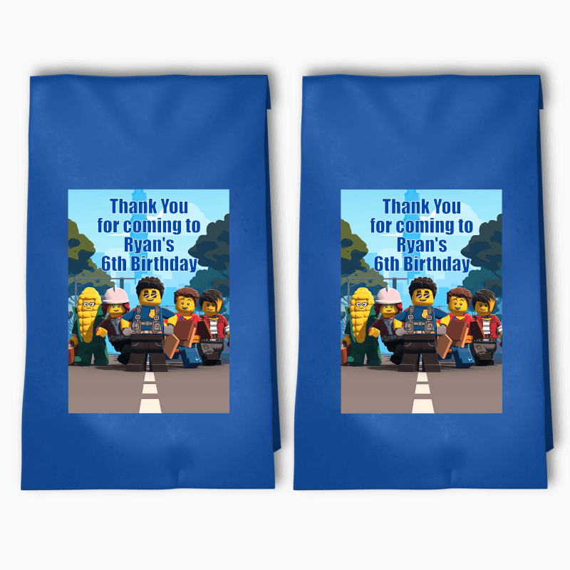 Personalised Lego City Adventure Party Bags &amp; Labels