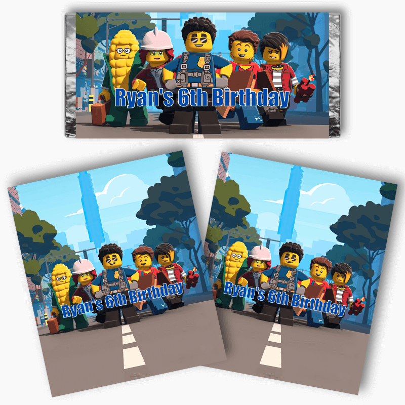 Personalised Lego City Adventure Party Mini Chocolate Labels