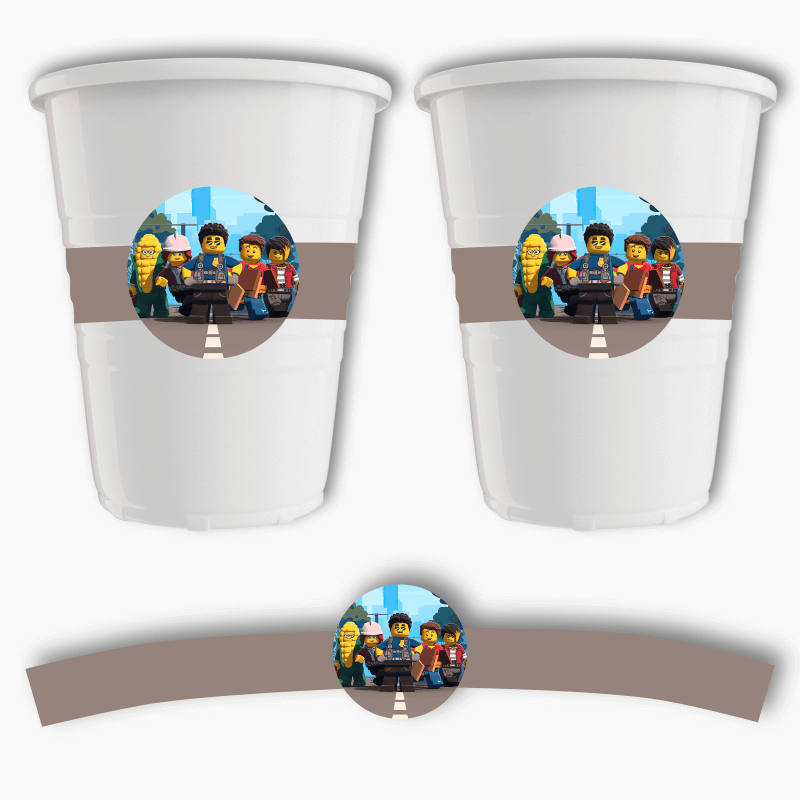 Lego City Adventure Birthday Party Cup Stickers