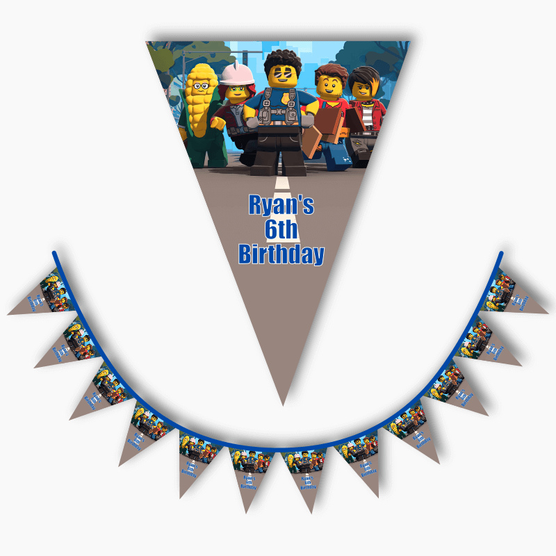 Personalised Lego City Adventure Party Flag Bunting