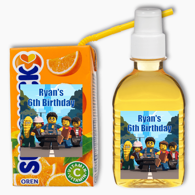 Lego City Adventure Birthday Party Rectangle Drink Labels