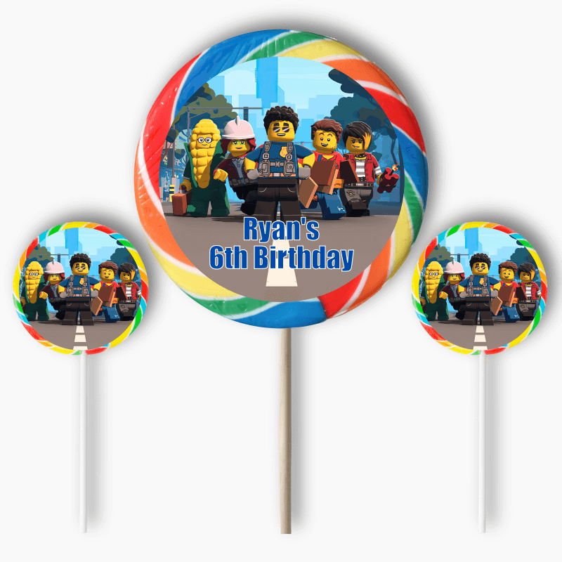 Personalised Lego City Adventure Party Round Stickers