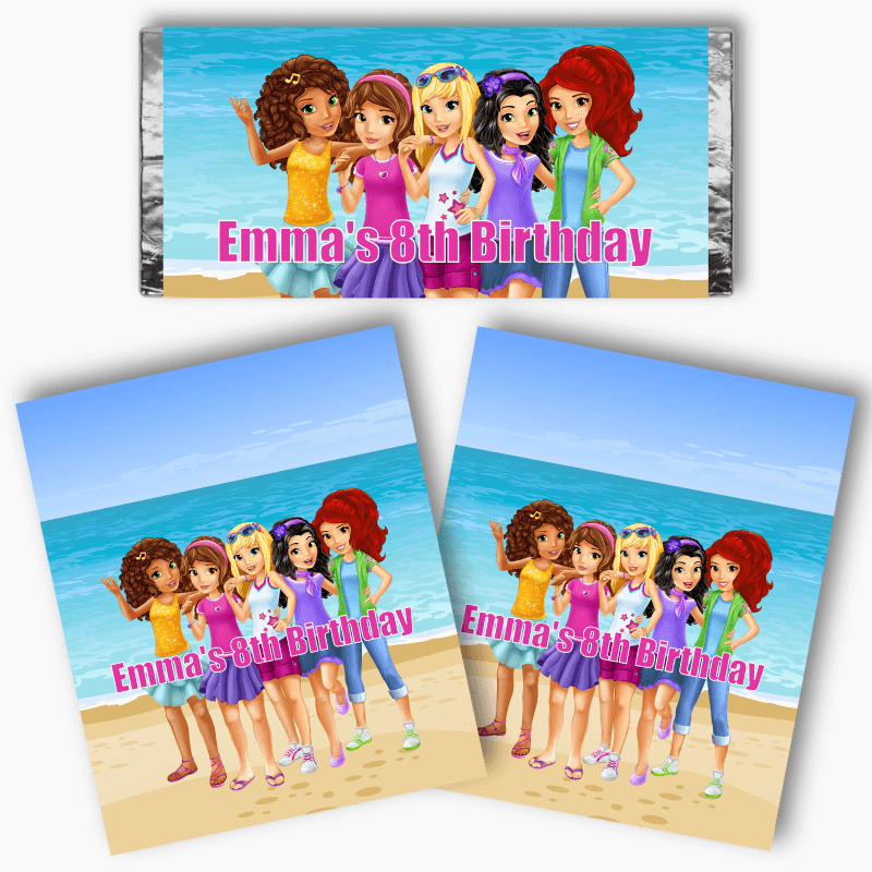 Personalised Lego Friends Party Mini Chocolate Labels