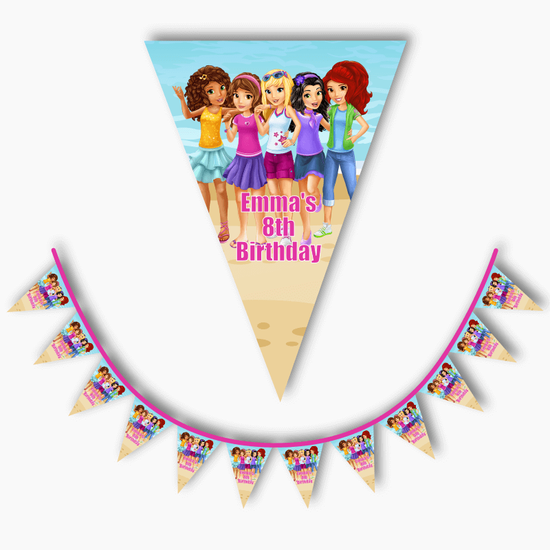 Personalised Lego Friends Party Flag Bunting