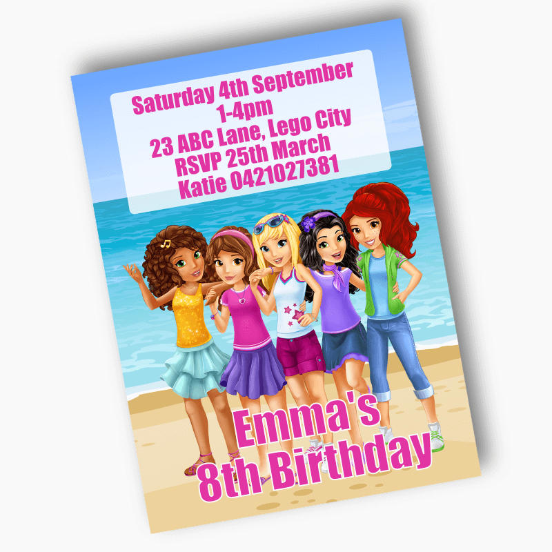 Personalised Lego Friends Birthday Party Invites
