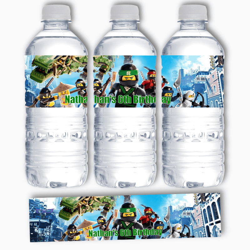 Personalised Lego Ninjago Party Water Bottle Labels
