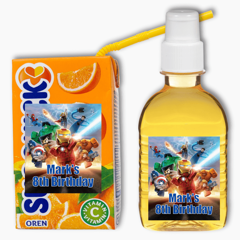 Lego Superheroes Birthday Party Rectangle Drink Labels