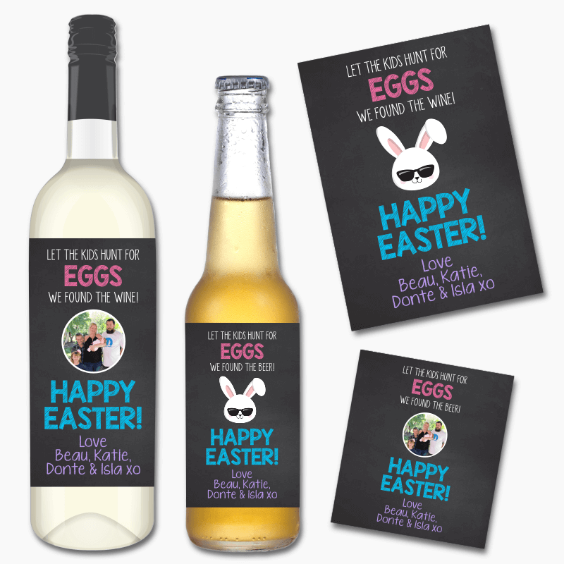 'Let the Kids Hunt for Eggs' Easter Gift Wine & Beer Labels