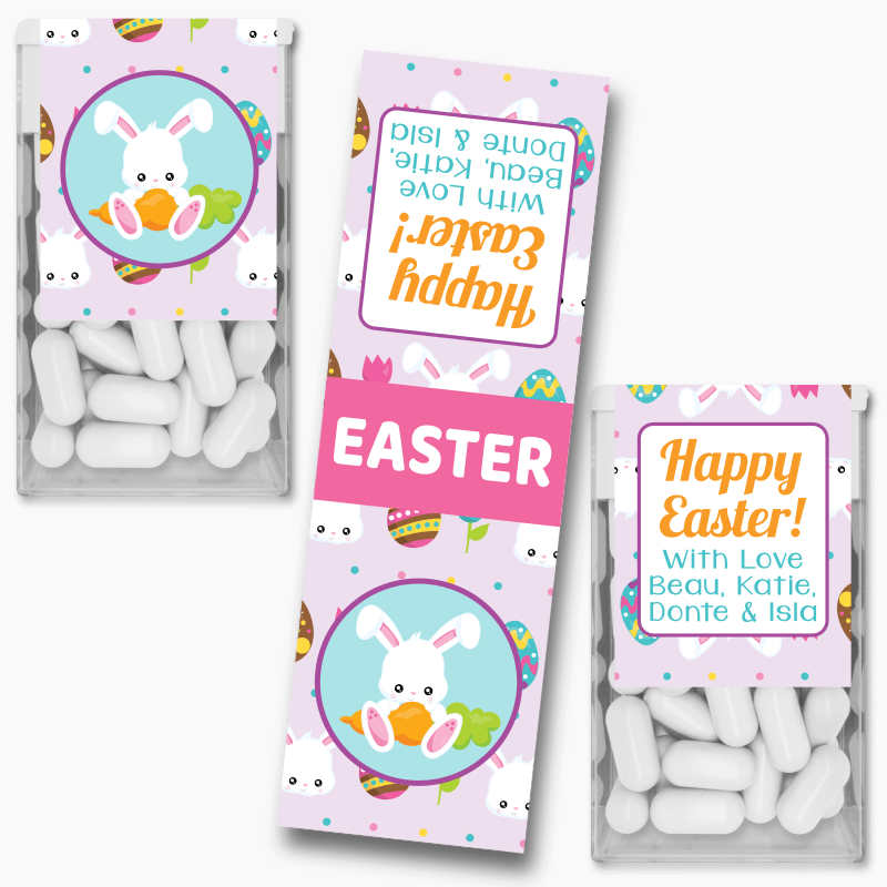 Custom &#39;Lilac Bunny&#39; Easter Gift Tic Tac Labels