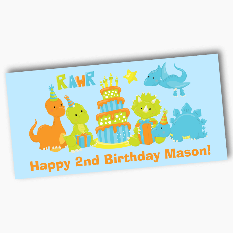 Personalised Little Boys Dinosaur Birthday Party Banners