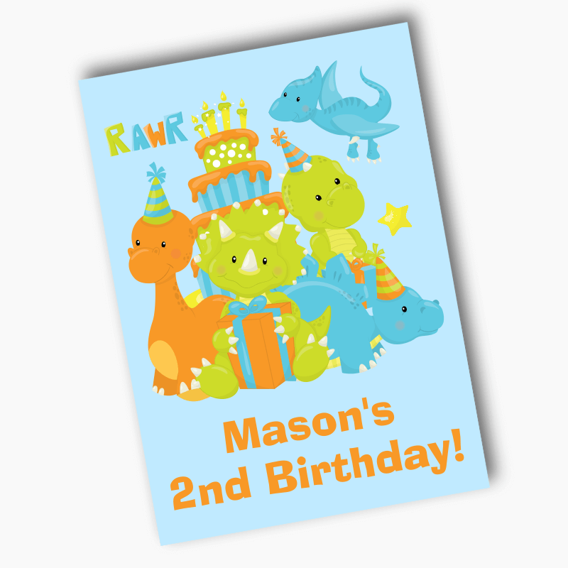 Personalised Little Boys Dinosaur Birthday Party Posters