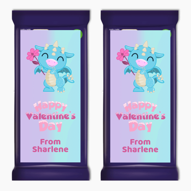 Personalised Little Dragon Valentines Day Gift Cadbury Chocolate Labels