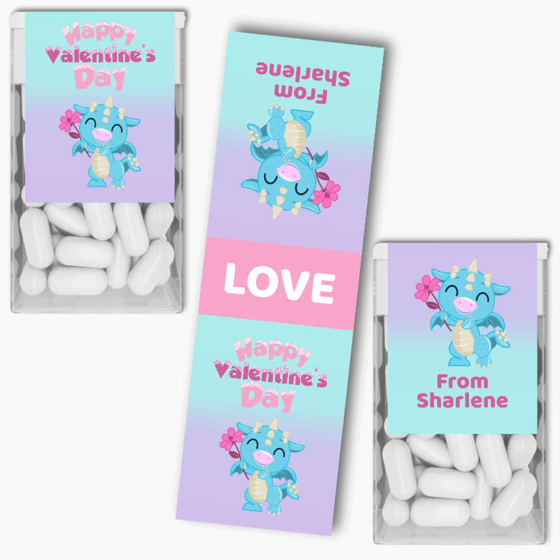 Personalised Little Dragon Valentines Day Gift Tic Tac Labels