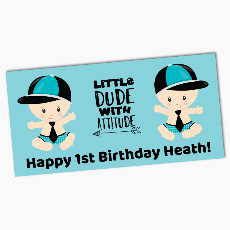 Personalised Little Dude with Attitude Birthday Party Banners