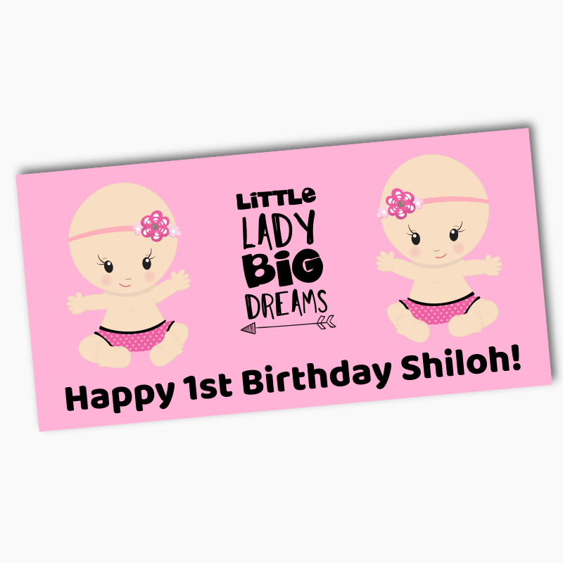 Personalised Little Lady Big Dreams Birthday Party Banners