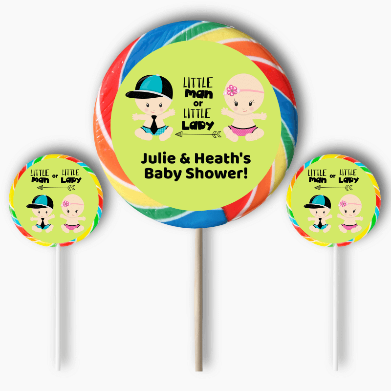 Personalised Little Man or Little Lady Party Round Stickers