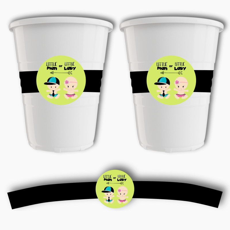Little Man or Little Lady Gender Reveal Cup Stickers