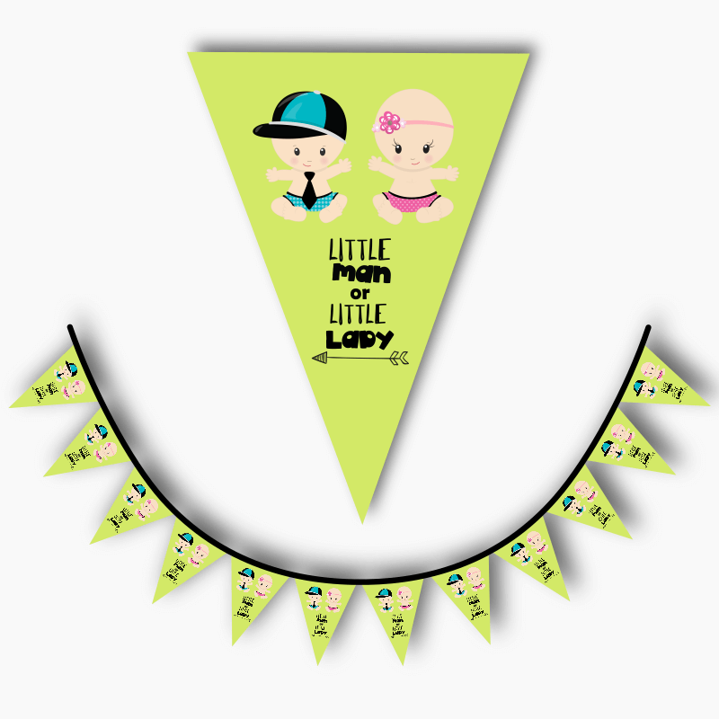 Personalised Little Man or Little Lady Party Flag Bunting
