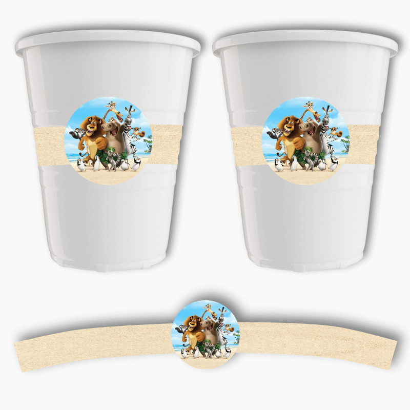 Madagascar Birthday Party Cup Stickers