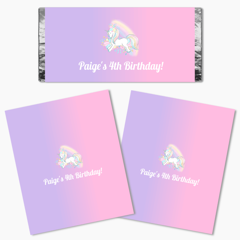 Personalised Magical Unicorn Birthday Party Mini Chocolate Labels