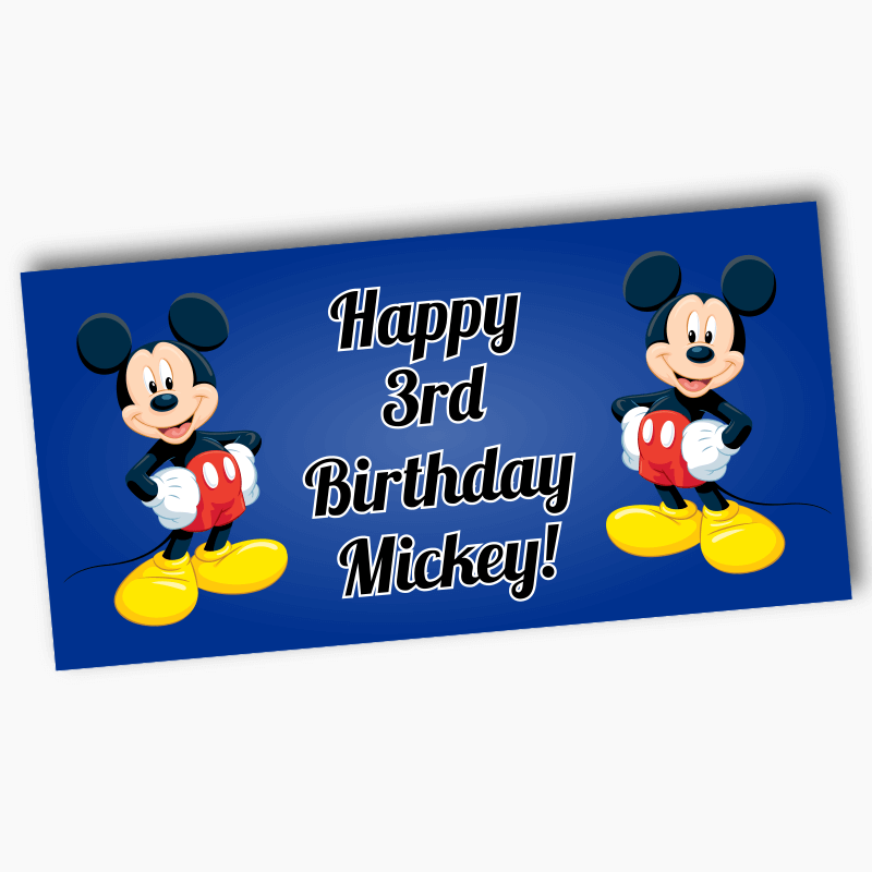 Personalised Mickey Mouse Birthday Party Banners - Blue