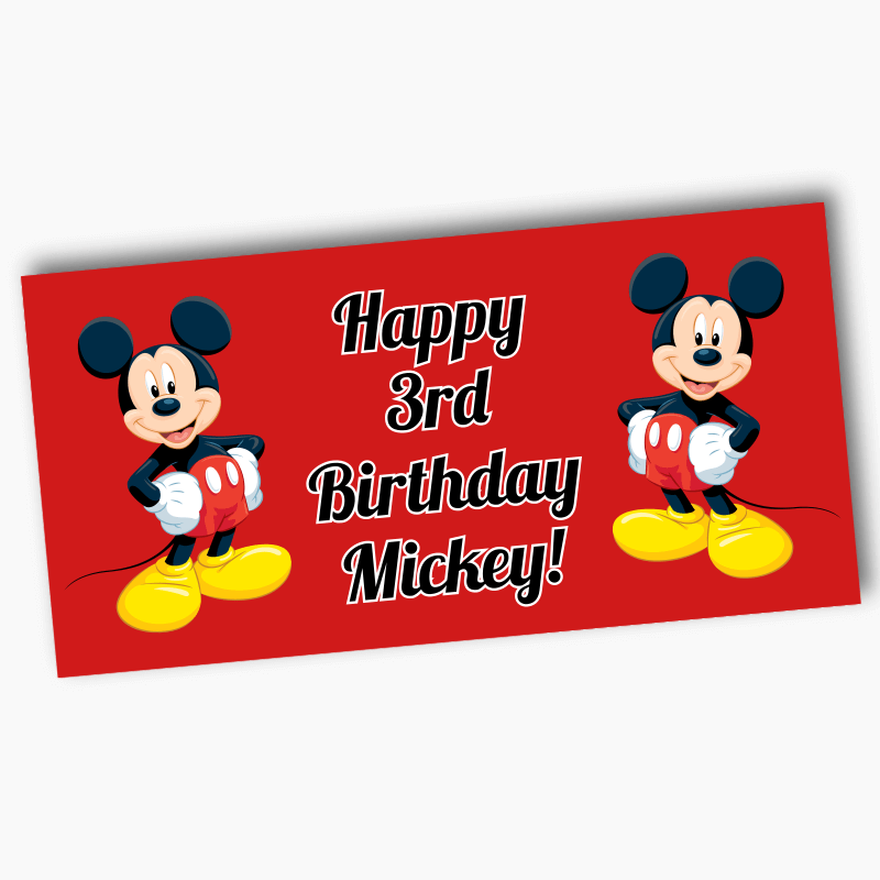 Personalised Mickey Mouse Birthday Party Banners - Red