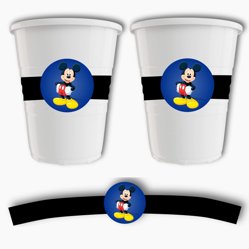 Mickey Mouse Birthday Party Cup Stickers - Red Spot